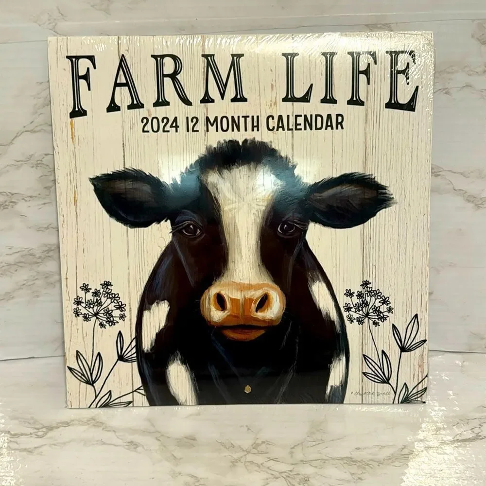 Farm‎ life 2024 yearly calendar with farm items and sayings